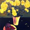 Beetroot and Daisies. Acrylic and oil on canvas. 61x61cm. 2010. For Sale