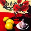 Garlic, Lemon and Bottlebrush. Acrylic and oil on canvas. 61x61cm. 2010. N.A.